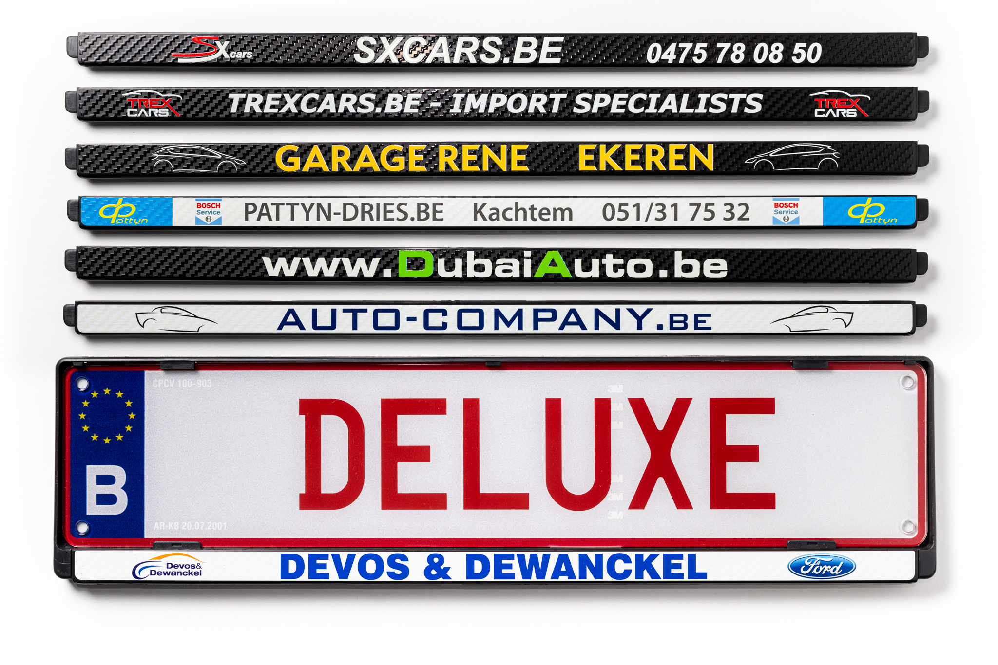 Support plaque immatriculation personnalisé voiture France et Belgique -  CAR03